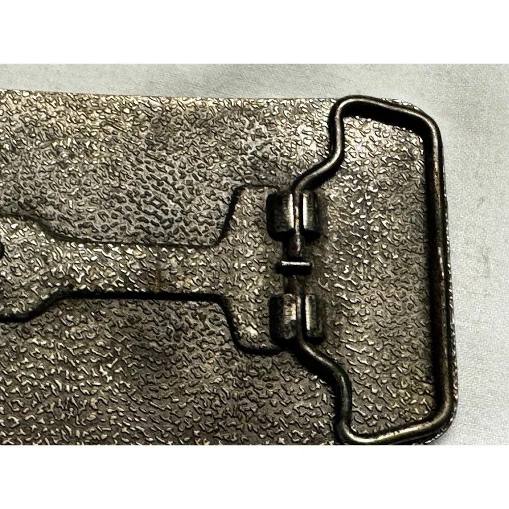 Textured‎ Nugget Rectangle Belt Buckle Antiqued Silver Tone Western Style